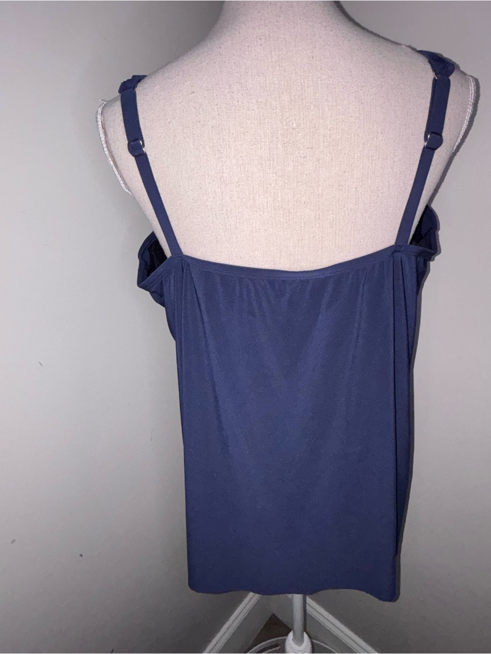 MiracleSuit Mirage navy blue tankini top underwire tiered mesh size 16 CURRENT - Picture 5 of 9